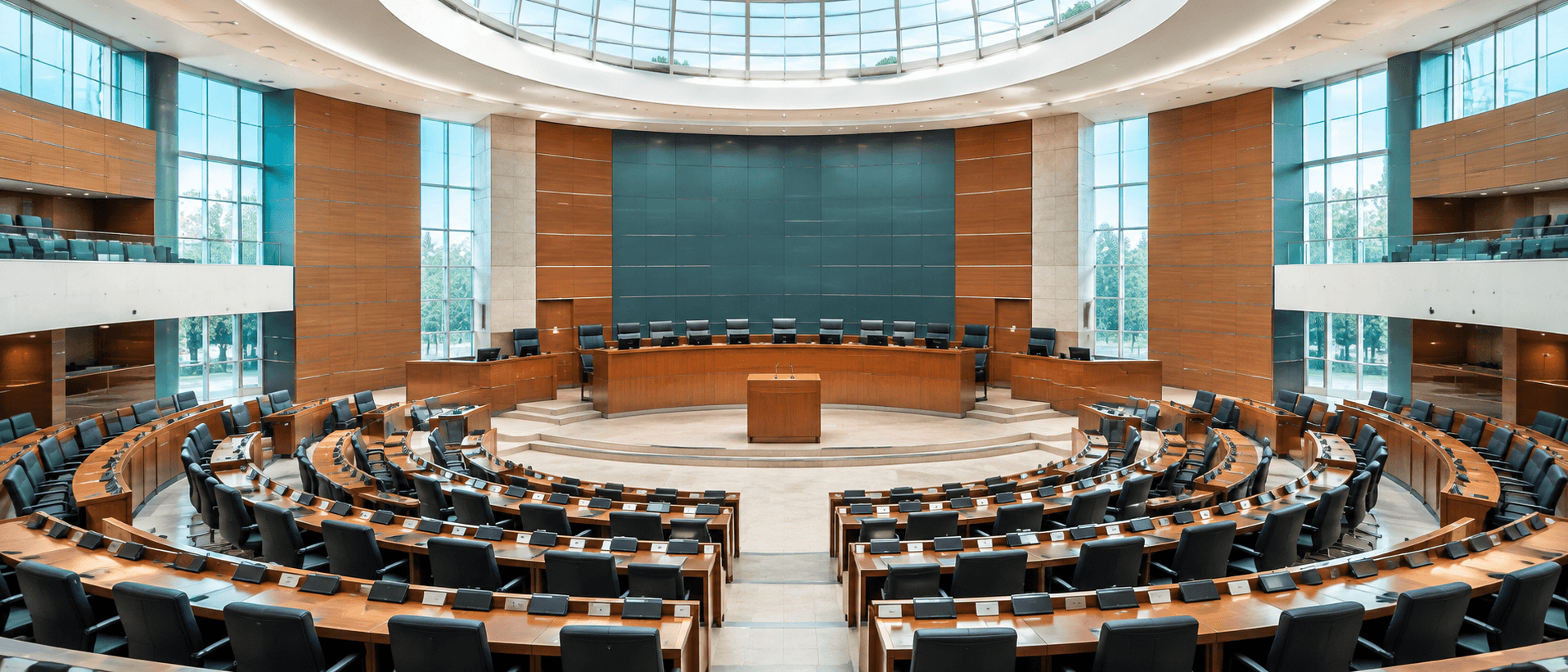 Salón de sesiones de un recinto legislativo mexicano con luz natural